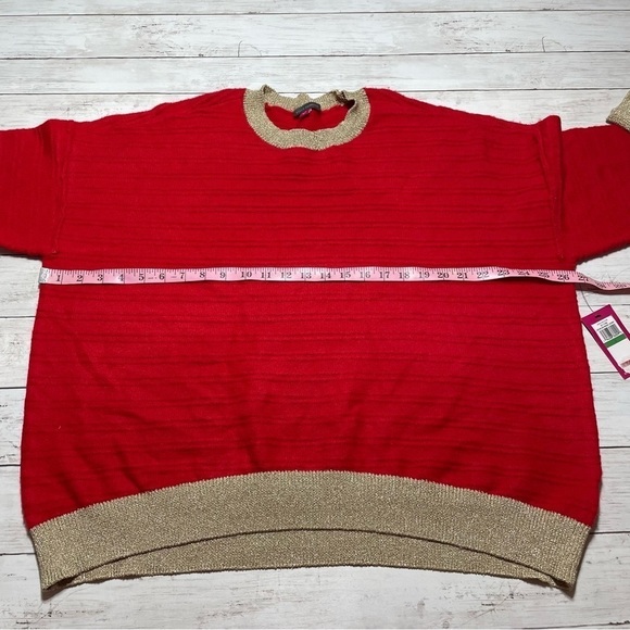 Vince Camuto Edged Crewneck Sweater Red wearable to work fairy grandma core - Picture 4 of 6